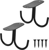 Famanu – Wandgemonteerd koffiebekerrek set van 2 – Houten houder met 8 gouden haken en koffiebord