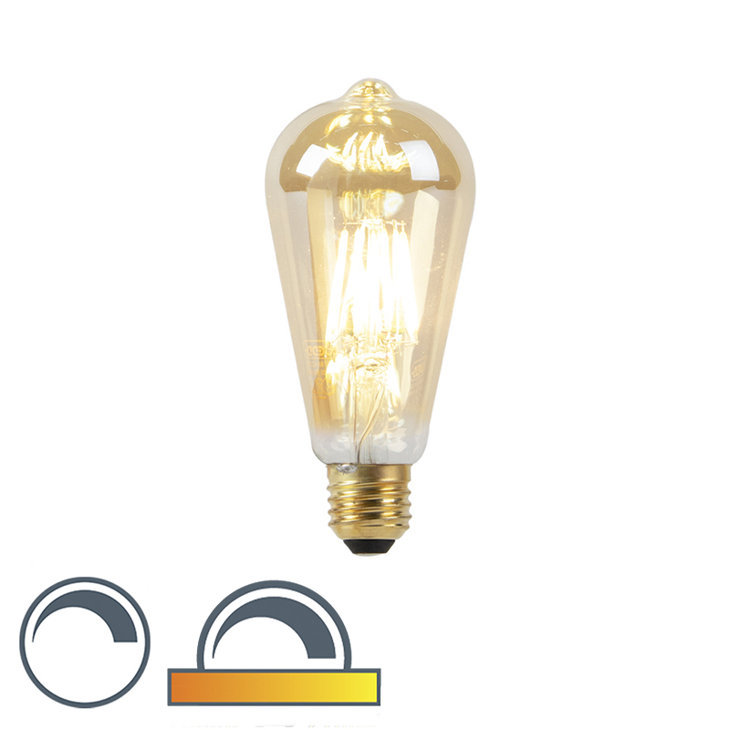 LUEDD LED lamp ST64 E27 8W 2000-2600K dim to warm goldline filament