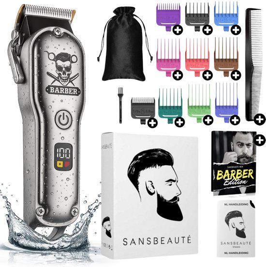 Sansbeauté Professionele Draadloze Tondeuse - Barber Edition | PRO Premium - Haartrimmer - Kapper Haar Machine - Haartondeuse - Trimmer Baard - Trimapparaat - Kappersset
