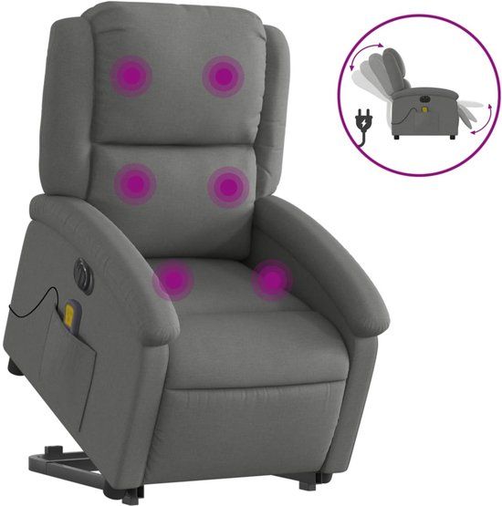 vidaXL Sta-op-massagestoel elektrisch verstelbaar stof donkergrijs