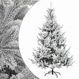 vidaXL Kunstmatige Hinged Kerstboom 180 cm PVC en Metaal Groen en Wit