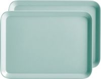 Zeller dienblad - 2x - rechthoek - aqua blauw - kunststof - 24 x 18 cm