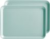 Zeller dienblad - 2x - rechthoek - aqua blauw - kunststof - 24 x 18 cm
