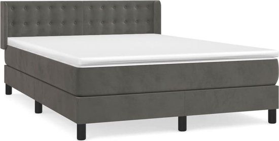 vidaXL Boxspring Bed - 140x190 cm - Donkergrijs - Fluweel