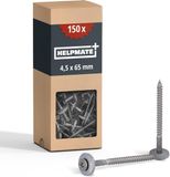 HELPMATE – Loodgietersschroeven 4,5x65 mm, 150 stuks, DIN 7995, roestvrij staal A2, T20