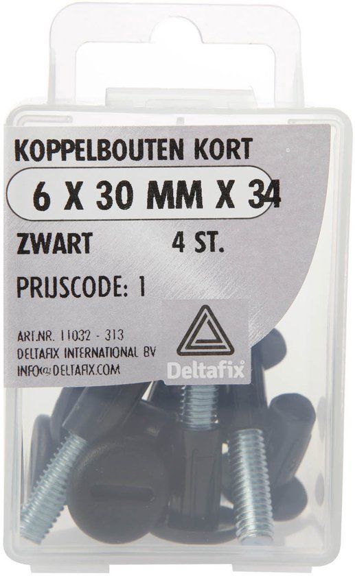 Deltafix Koppelbouten Kort 6x30mm Zwart 4 Stuks