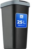 KADAX Vuilnisbak met zwenkdeksel, 25 l, voor afvalscheiding, robuuste kunststof mand (zwart/donkergrijs)