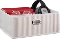 Merkloos 4-delige set bamboe opbergmanden voor de badkamer, wit, 31x31x14 cm