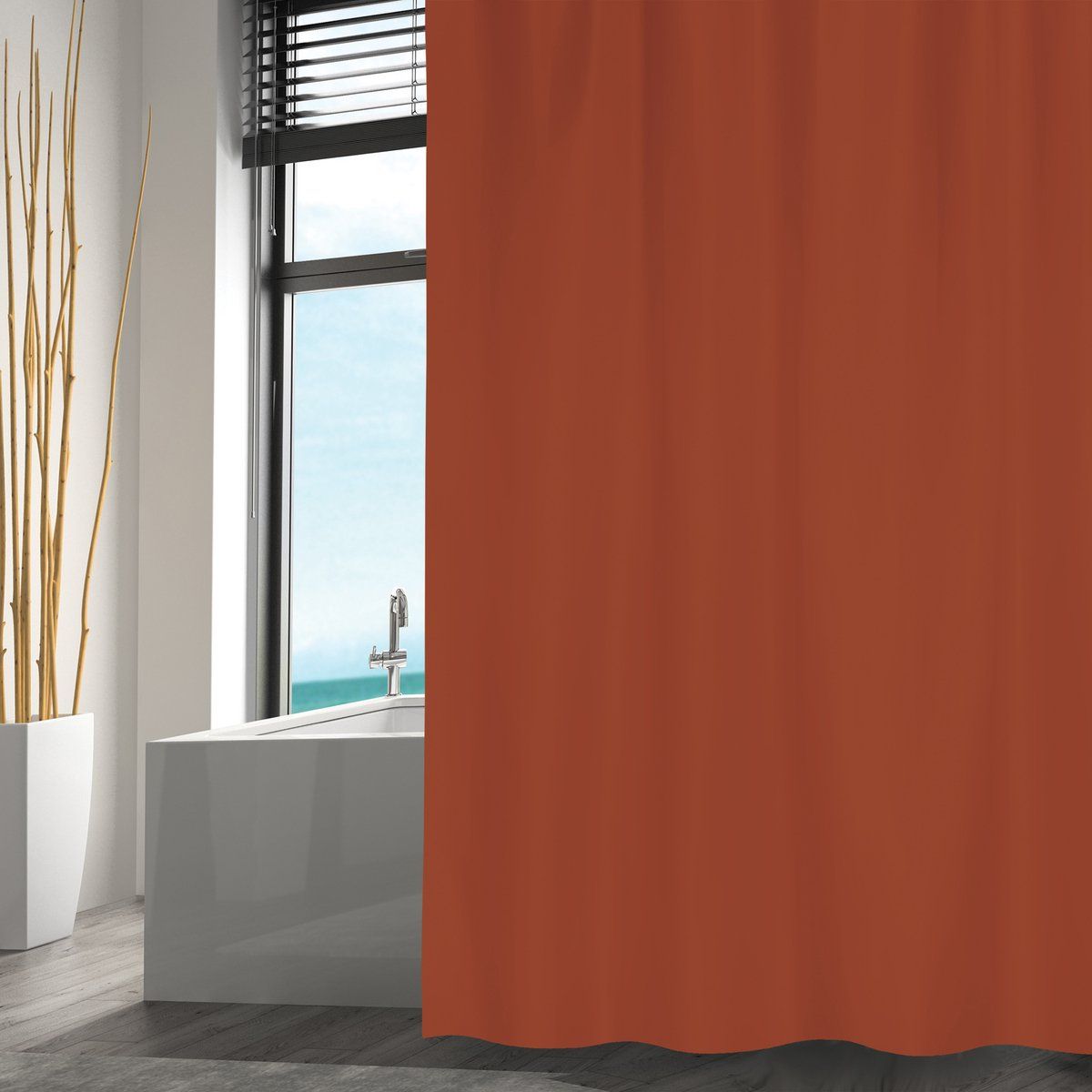MSV Douchegordijn Terracotta - 180x200cm - Gerecycled Polyester