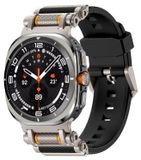 Wigento Samsung Galaxy Watch Ultra 2 2025 / Watch Ultra 47mm: siliconen- en metalen band, zwart / titanium
