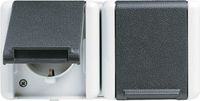 Jung SCHUKO® dubbele wandcontactdoos met tussenschot, 16 A 250 V ~, horizontaal, IP 44, WG 800, antraciet 8220 WTS