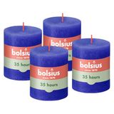 Bolsius Rustieke kaars blauw 8 cm 4 stuks