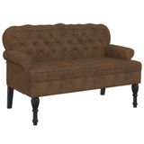 vidaXL Bankje met rugleuning 119,5x64,5x75 cm kunstsuèdeleer bruin