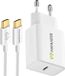 Mayaxess, chargeur secteur 20W pour Samsung Galaxy S25 + câble USB-C 1m, blanc