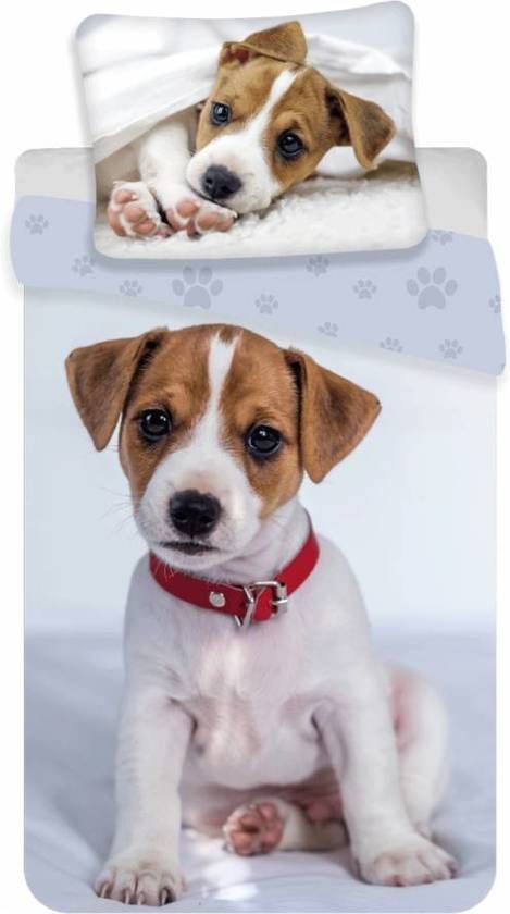 Animal Pictures Puppy Dekbedovertrek Eenpersoons 140 x 200 cm Grijs