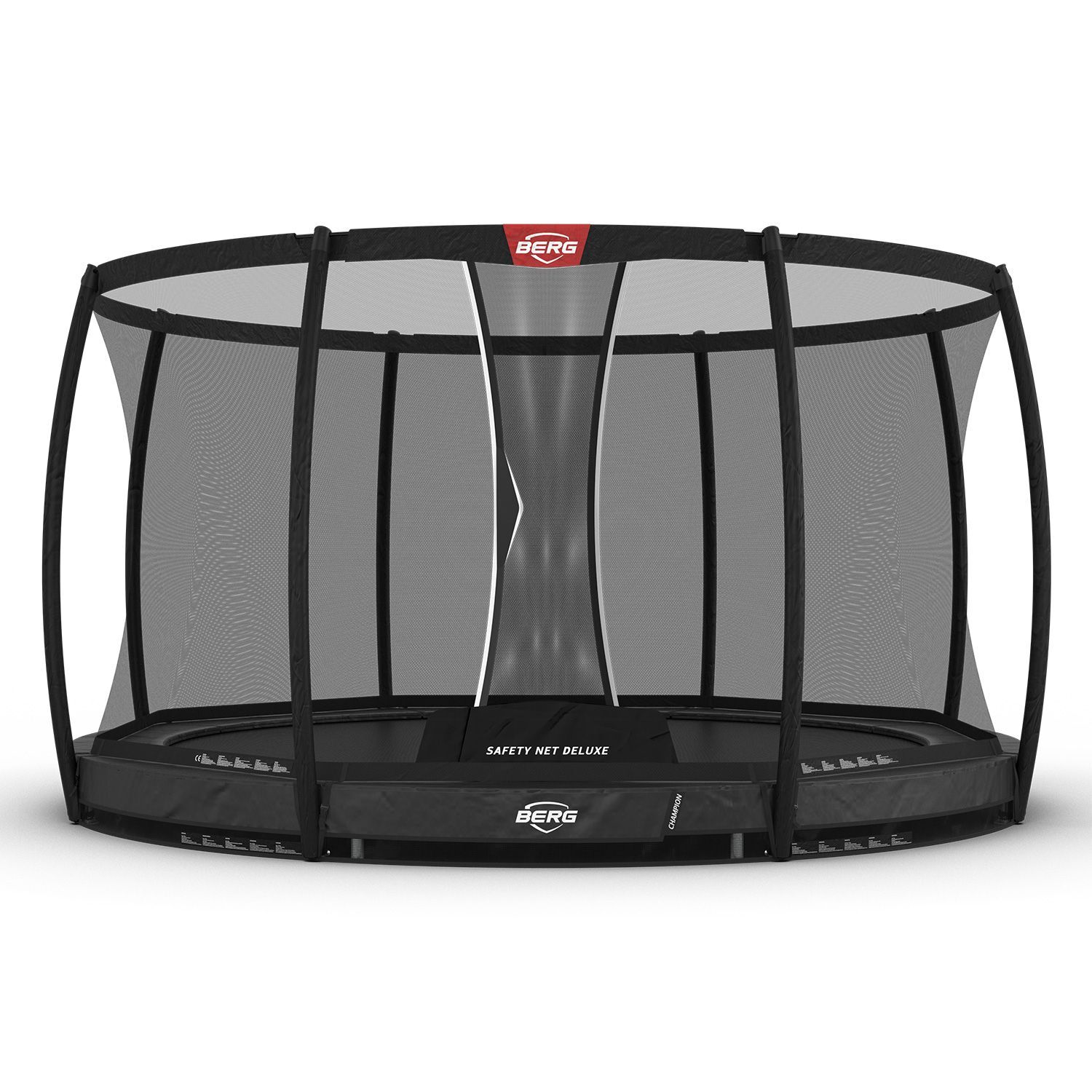 Berg inground trampoline rond Champion grijs 380 cm met veiligheidsnet deluxe