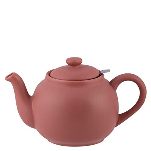 plint Simple & Stylish Ceramic Teapot, Globe Teapot with Stainless Steel Strainer, Ceramic Teapot for 6-8 cups, 1500 ml Ceramic Teapot, Flowering Tea Pot, TeaPot for Blooming Tea, Terracotta rose