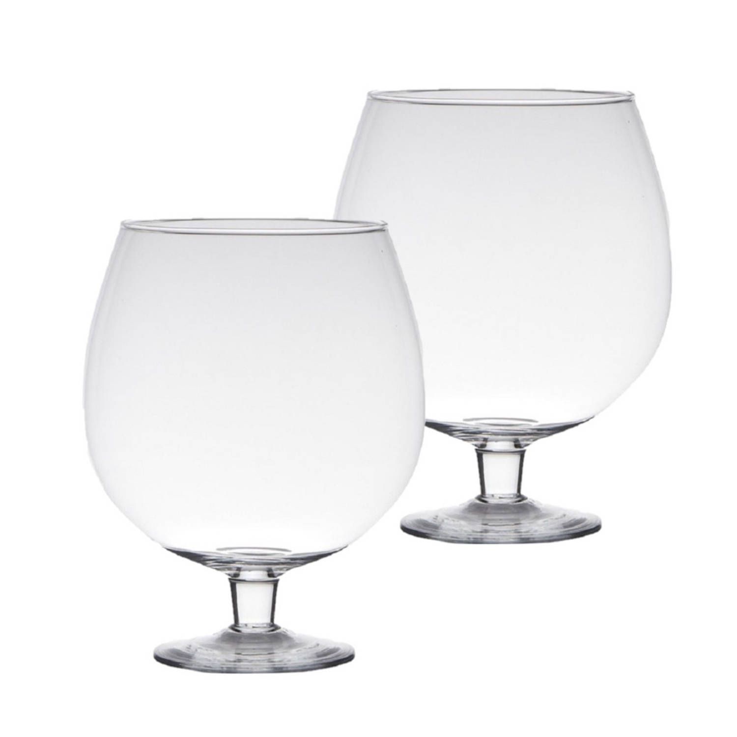 Set van 2x Brandy vaas/vazen glas 20 cm - Transparant
