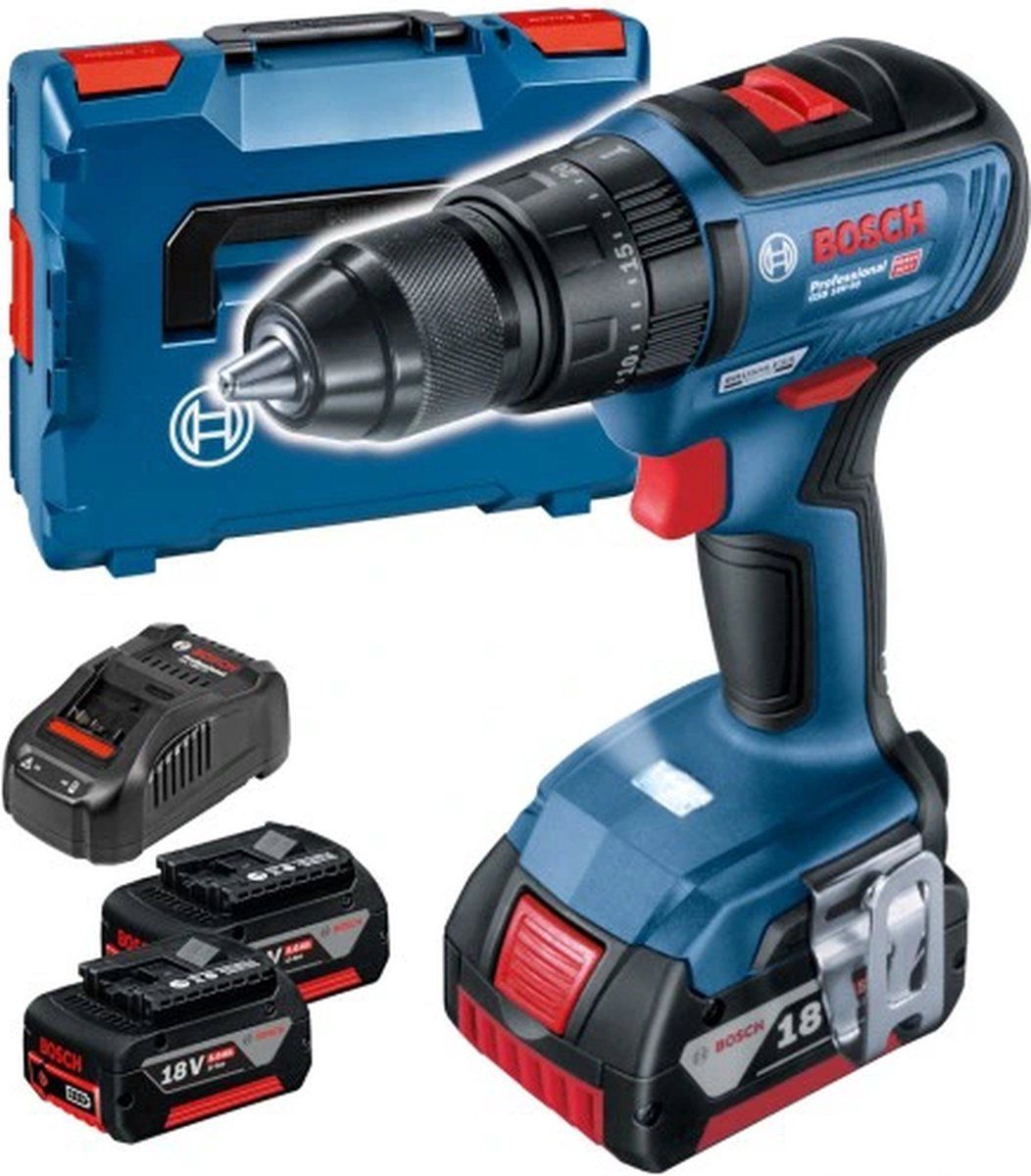Bosch BOSCH BLAUW GSB 18V-50 | KLOPBOOR-/SCHROEFMACHINE 18V 5.0AH LI-ION IN L-BOXX - 06019H5101