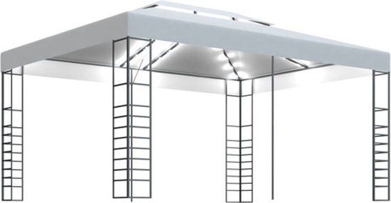 vidaXL Prieel met LED-lichtslinger Wit 4x3m