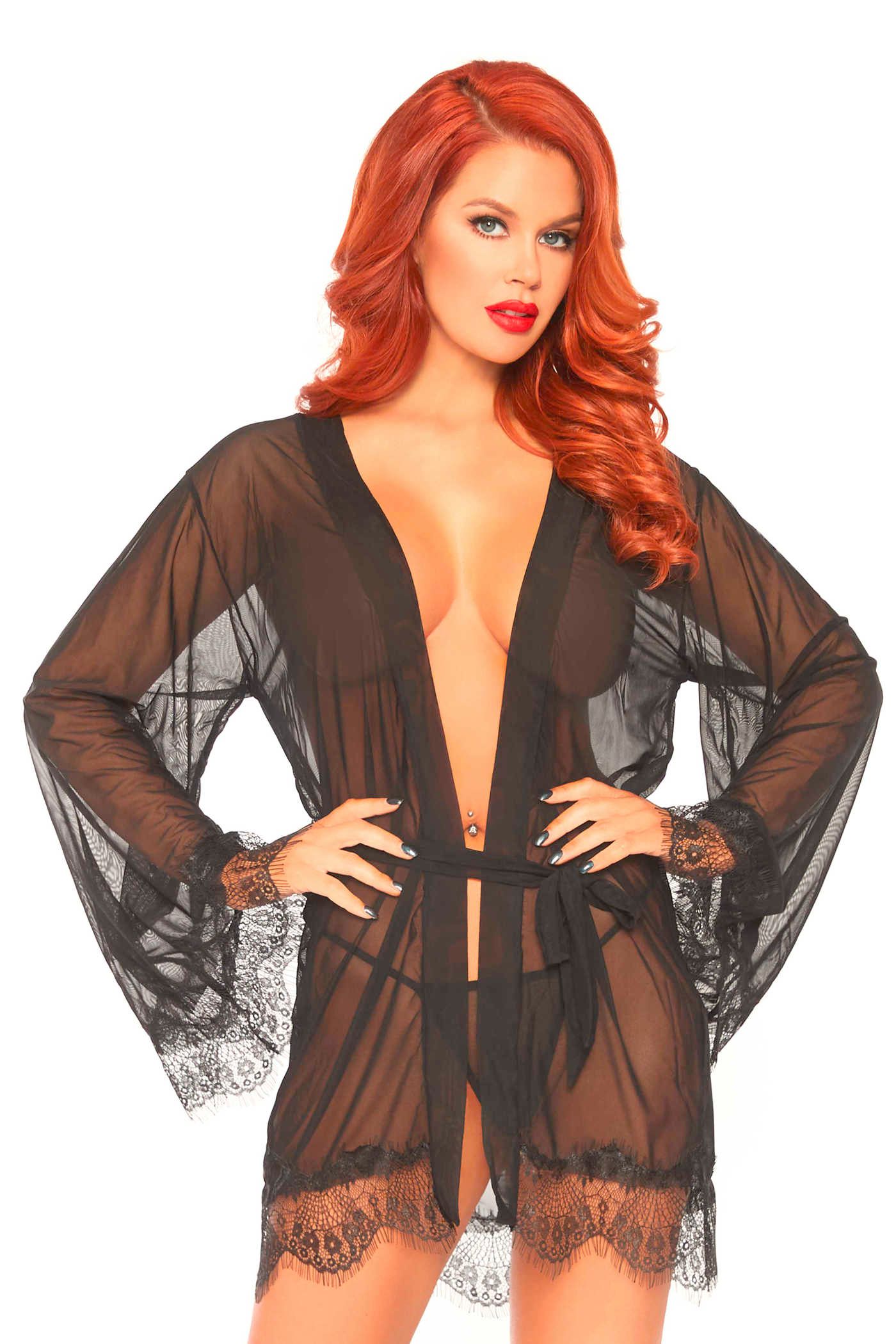 Leg Avenue Korte Kimono + G-string - 0714718540252