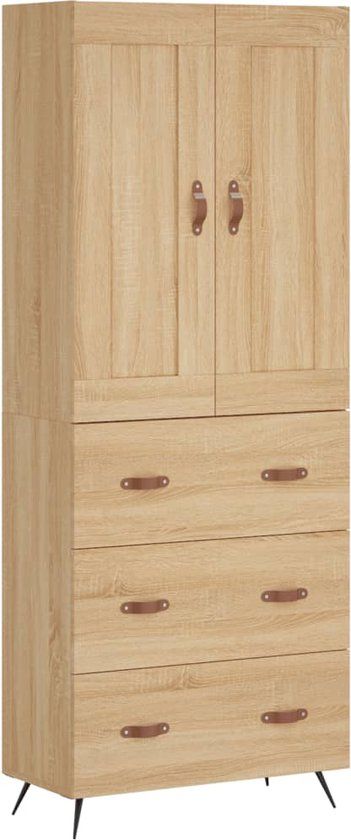vidaXL Hoge kast 69,5x34x180 cm bewerkt hout sonoma eikenkleurig