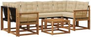 vidaXL - Ensemble de salon d'angle - 6 places assises - Naturel et beige - Acacia bois