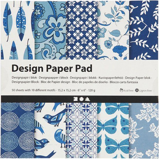 Creativ Company CC Design Papier Blok 15,2x15,2 cm 50 vel Blauw