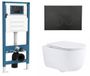 QeramiQ Dely Swirl Toiletset - inbouwreservoir Qeramiq Flush - slim zitting - metaal mat zwarte bedieningsplaat - ronde knoppen - glans wit