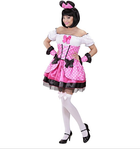 Widmann Mickey & Minnie Mouse Kostuum Ontwapenend Muisje Roze Vrouw Large Carnaval kostuum Verkleedkleding