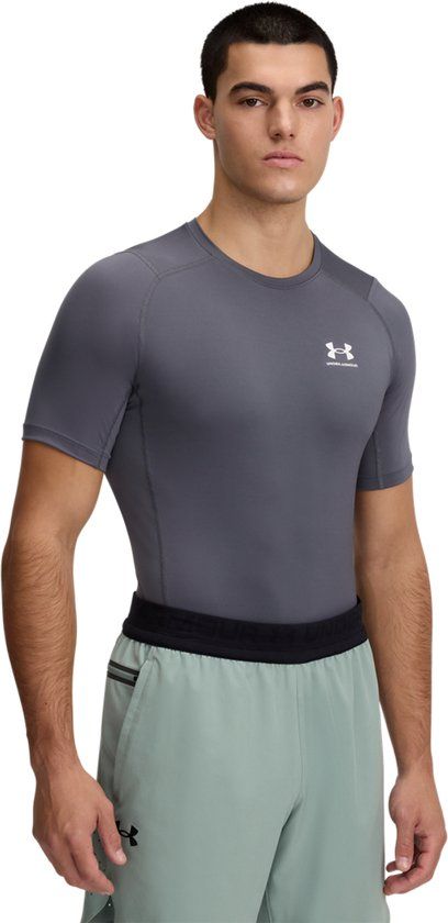 Under Armour UA HG Armour Comp SS-GRY Heren Sportshirt