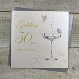 White Cotton Cards Gouden gelukkig 50 jaar verjaardag handgemaakte kaart, bd150c