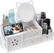 Cosmetica Organizer - Make-up Tafel Organizer - Bureau Opruimen - Met Draaibaar Spiegel - Wit - Bamboe - 40 x 20 x 14 cm