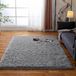 Merkloos Hoogpolig tapijt - Antislip - Wasbaar - Grijs 60x120 cm