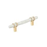 Amerock Carrione 3-3/4 inch (96 mm) Center-to-Center marmer wit/champagne bronzen kast trekken, BP36648MWCZ