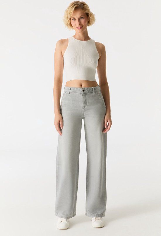 Cup of Joe Denim Maxine Wide Leg Jeans - Light Grey
