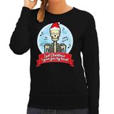 Bellatio Decorations Foute Kersttrui / sweater - Last Christmas I gave you my heart - skelet - zwart voor dames - kerstkleding / kerst outfit L