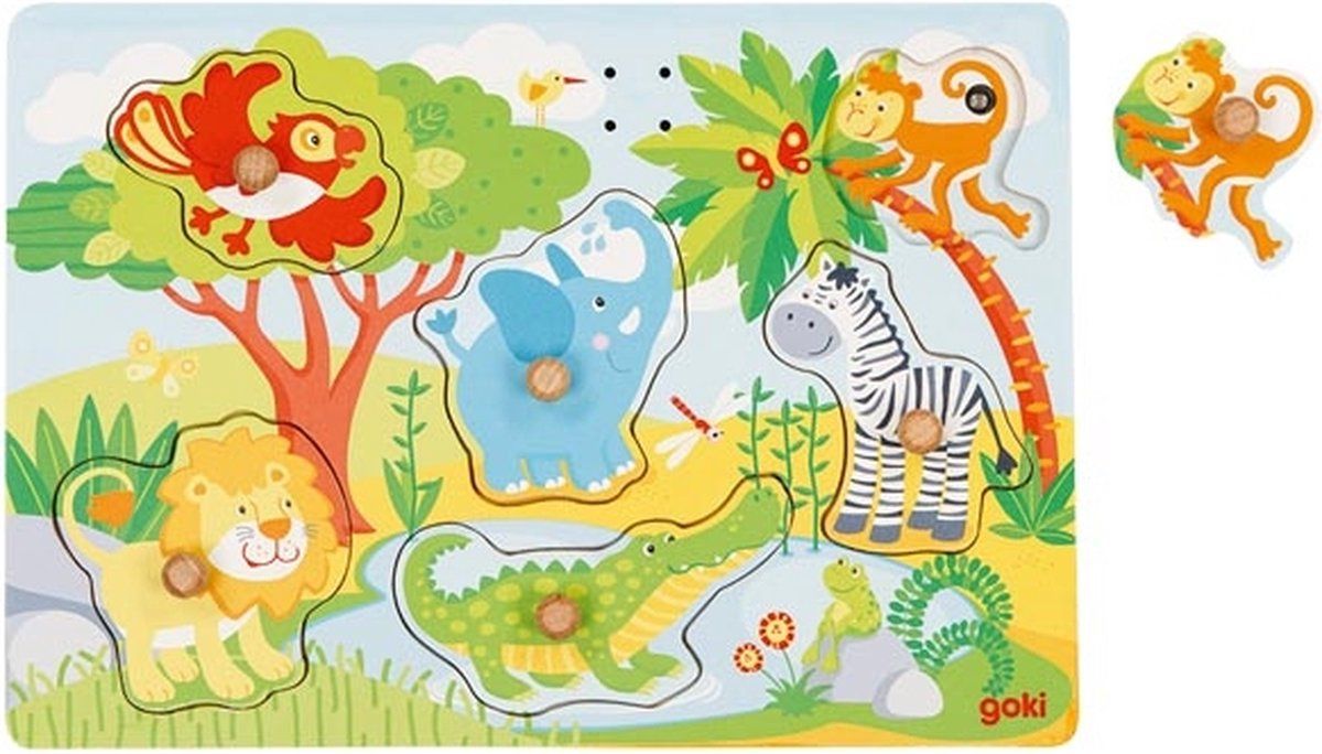 Goki 57398 Contourpuzzel - 6 stuk(s) - Dieren - Hout - Meerkleurig