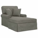 vidaXL Chaise Lounge met Rok 3-zits Lichtgrijs Corduroy Stof