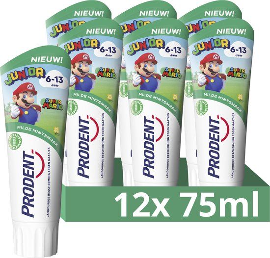 Prodent Junior 6-13 jaar Super Mario Tandpasta - 12 x 75ml - Met Fluoride