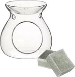 Ideas 4 Seasons Amberblokjes/geurblokjes cadeauset - eucalyptus geur - inclusief geurbrander