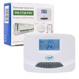 PNI CT28 PRO Draadloze thermostaatunit, voor vloerverwarming, compatibel CT28M magneetventielmodule CT28WIFI Hub voor bediening vanuit de Tuya Smart Application, ABS, wit