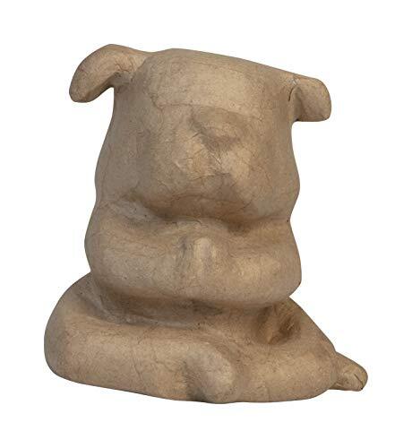 décopatch SA222C – een standaard van bruin papiermaché, 13,5 x 10,5 x 13,5 cm, Bulldog Yoga