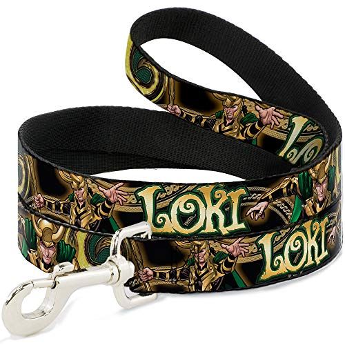 Hondenriem Loki Hondenriem Poses Zwart Goud Groen 6 Voeten Lang 1.5 Inch Breed