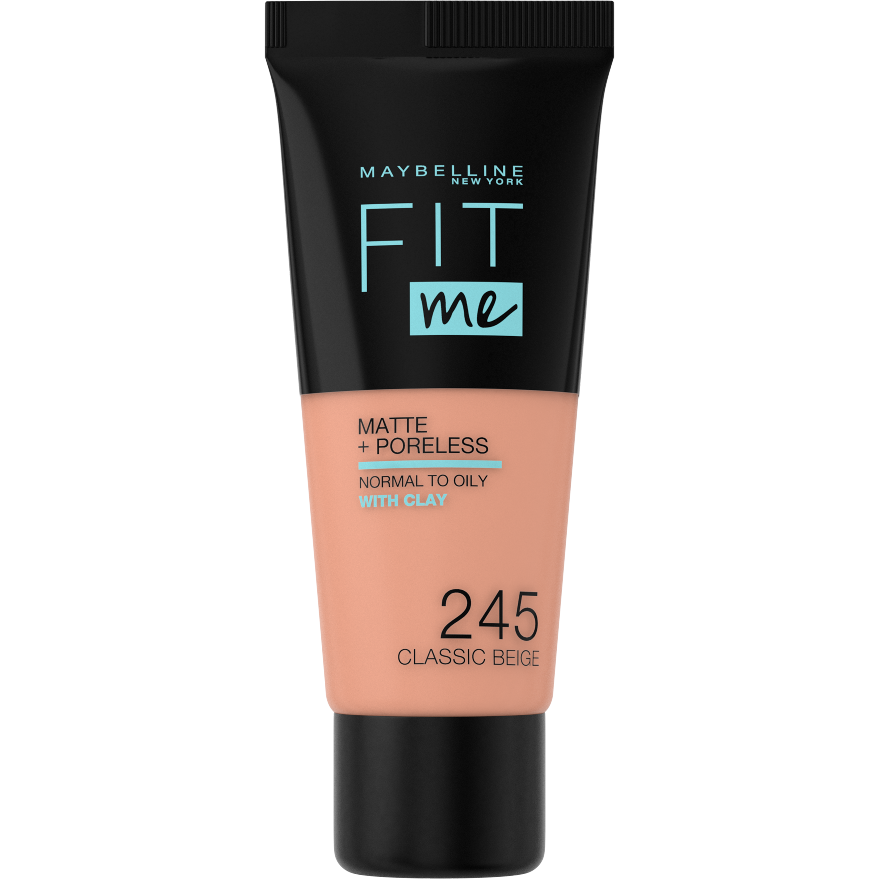 Maybelline Fit Me Matte + Poreless Foundation - 245 Classic Beige - Medium Dekkende Foundation met Matte Finish voor de Normale tot Vette Huid - 30 ml