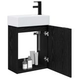 vidaXL Badkamermeubel met kraan Zwart eiken 45,5 x 22,5 x 84 cm