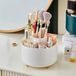 Goodivery ® Organisateur de maquillage et d'accessoires pratique à rotation 360° avec plusieurs compartiments - Blanc