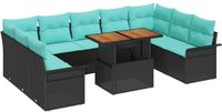 vidaXL Tuinbank Set 10 st Zwart Polyrattan