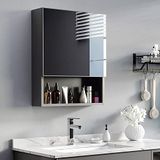 Kleankin Spiegelkast - Staal - Glas - Zwart - 46L x 13,5B x 58H cm