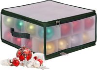 Merkloos Relaxdays Kerstballen-opbergdoos, 32 ballen, 18 x 36 x 36 cm (h x b x d), kunststof, karton, transparant/groen